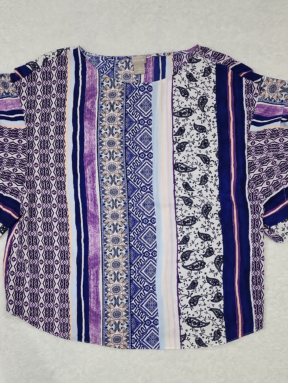 Chico's Mixed Print Flutter Sleeve Top New With Tags - Picture 4 of 9